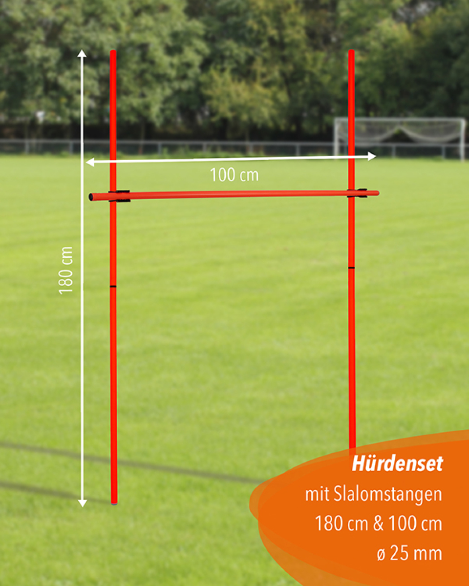 Hürdenset mit Slalomstangen, ø 25 mm, 180 cm hoch