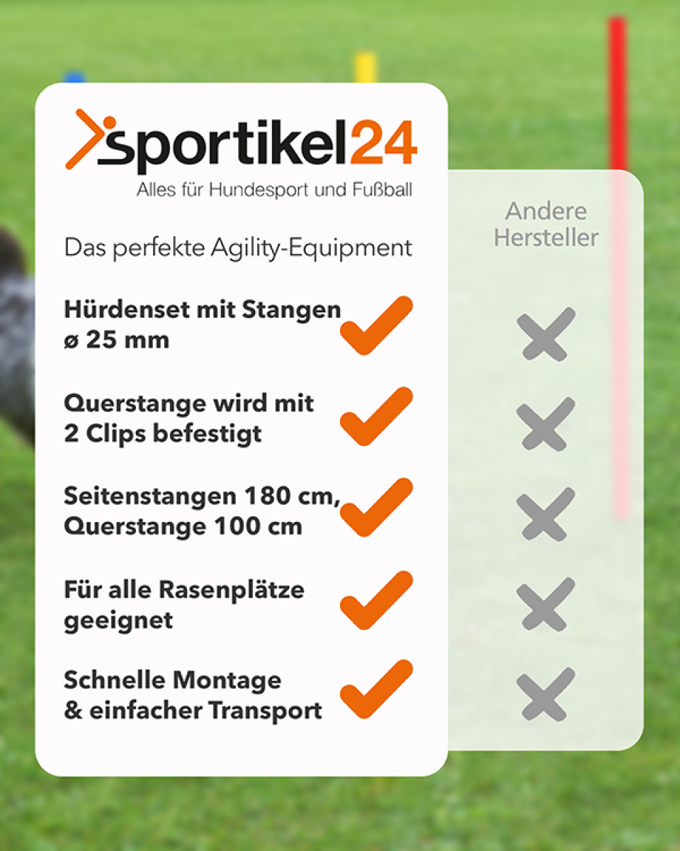Hürdenset mit Slalomstangen, ø 25 mm, 180 cm hoch