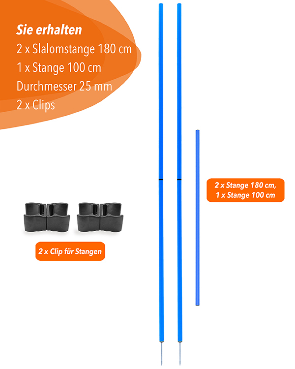 Hürdenset mit Slalomstangen, ø 25 mm, 180 cm hoch