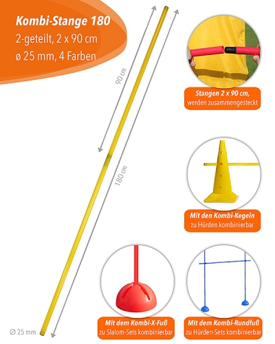 Combination pole 180 cm, 4 colors