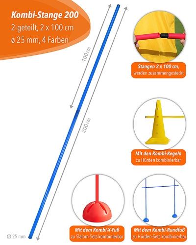 Combination pole 200 cm, 4 colors