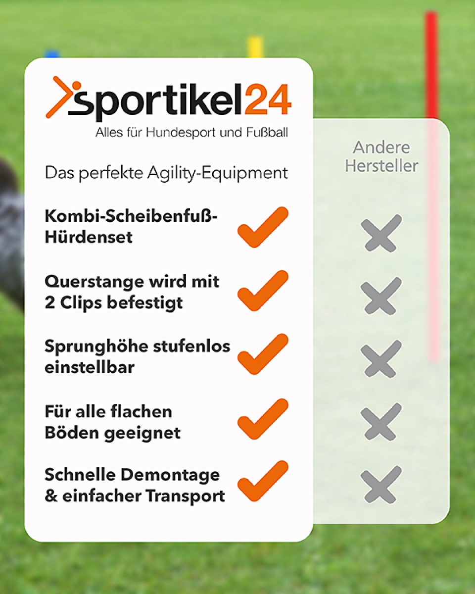 Scheibenfuß-Hürdenset mit Stangen ø 25 mm, 100 cm oder 180 cm hoch