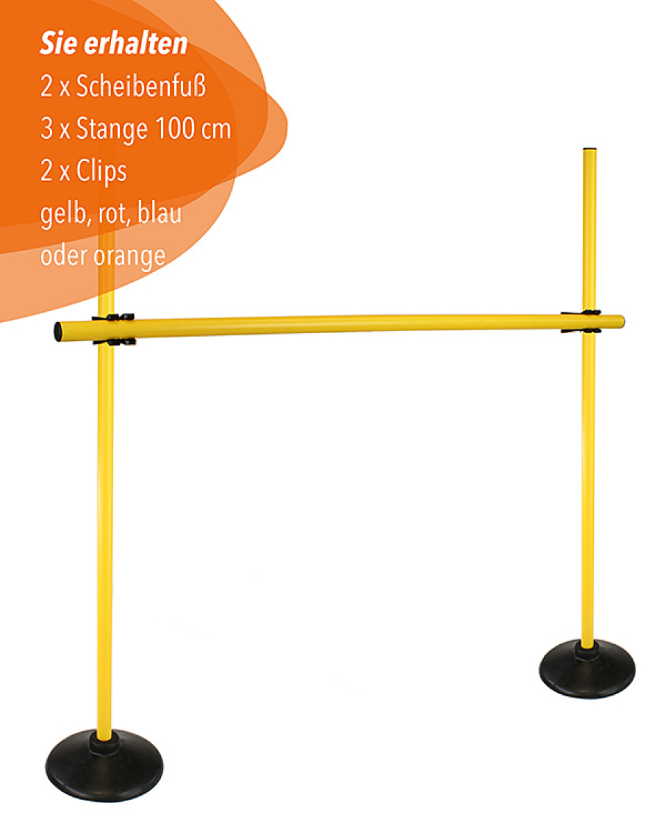 Scheibenfuß-Hürdenset mit Stangen ø 25 mm, 100 cm oder 180 cm hoch