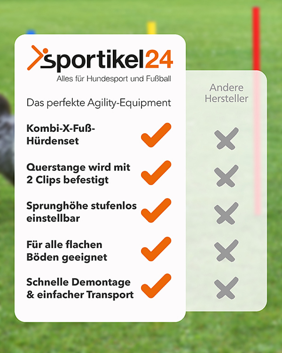X-Fuß-Hürdenset mit Stangen ø 25 mm, 100 cm oder 180 cm hoch