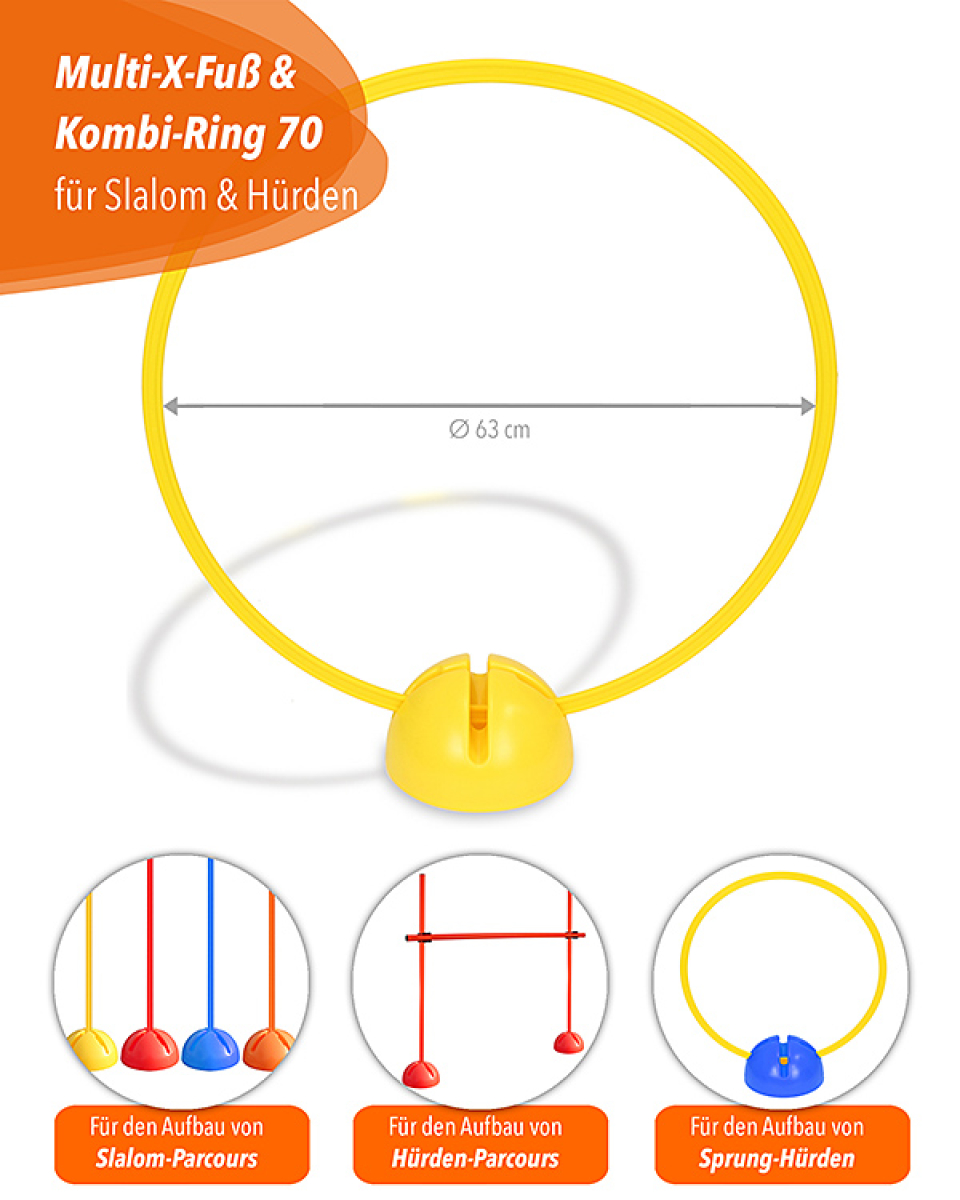 X-Fuß mit Ring 70 aus Kunststoff, 4 Farben