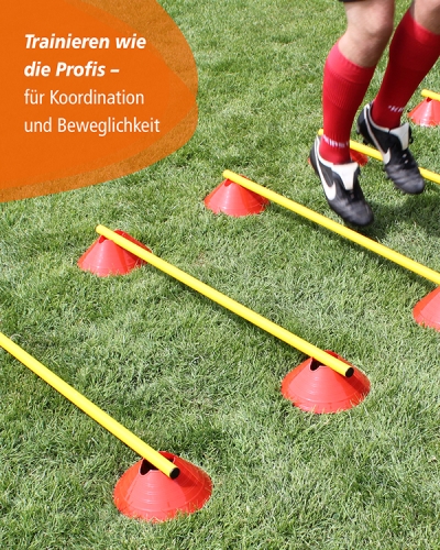 Mini hurdles set of 10 with carrying holder & 100 cm poles, troughs & poles in 4 colors