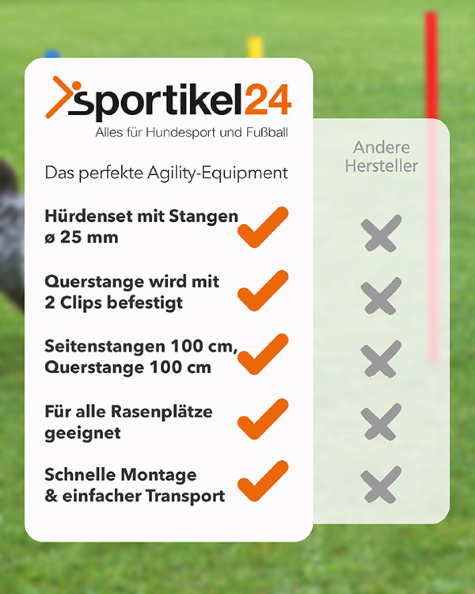 Hürdenset mit Slalomstangen, ø 25 mm, 100 cm hoch