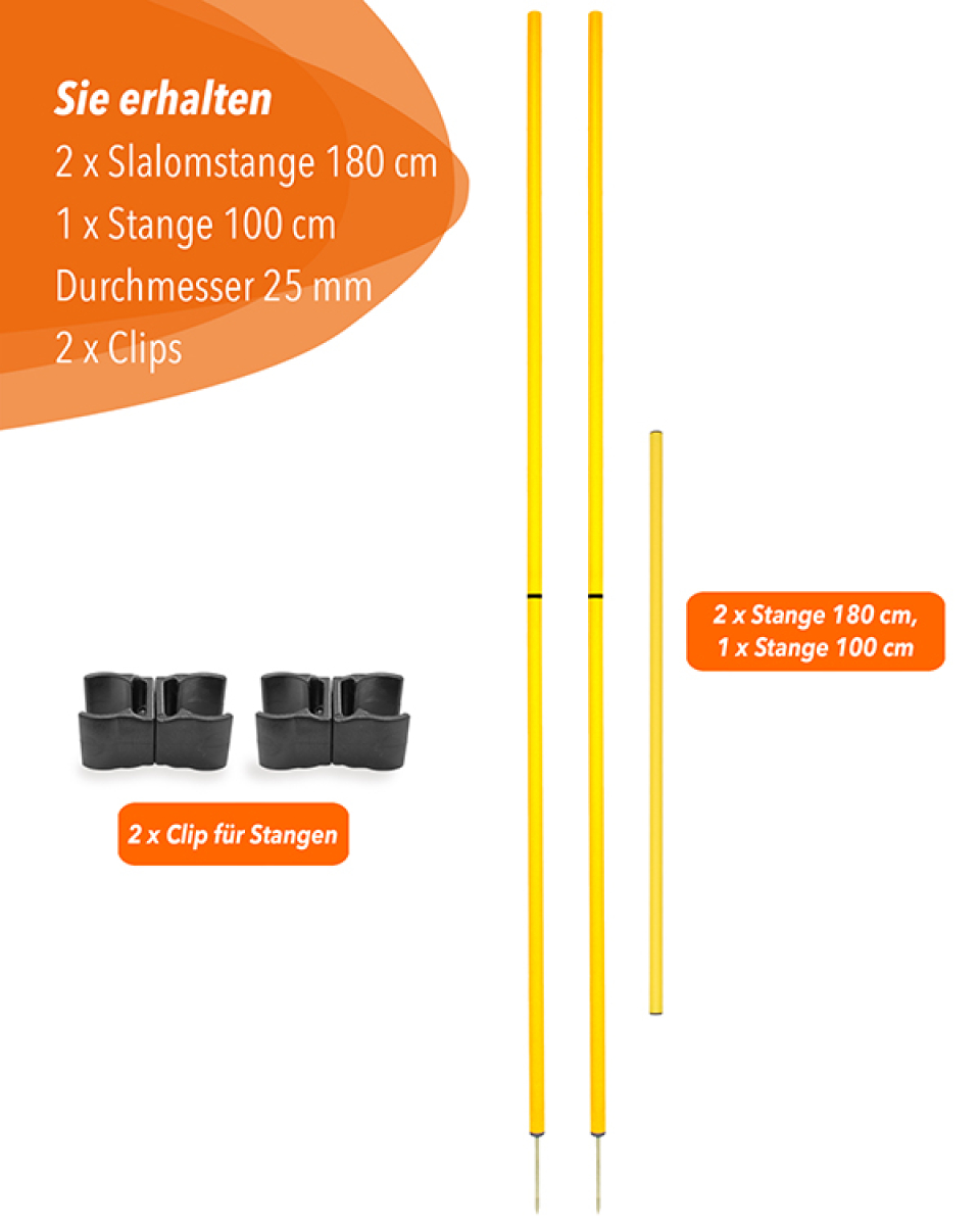 Hürdenset mit Slalomstangen, ø 25 mm, 180 cm hoch