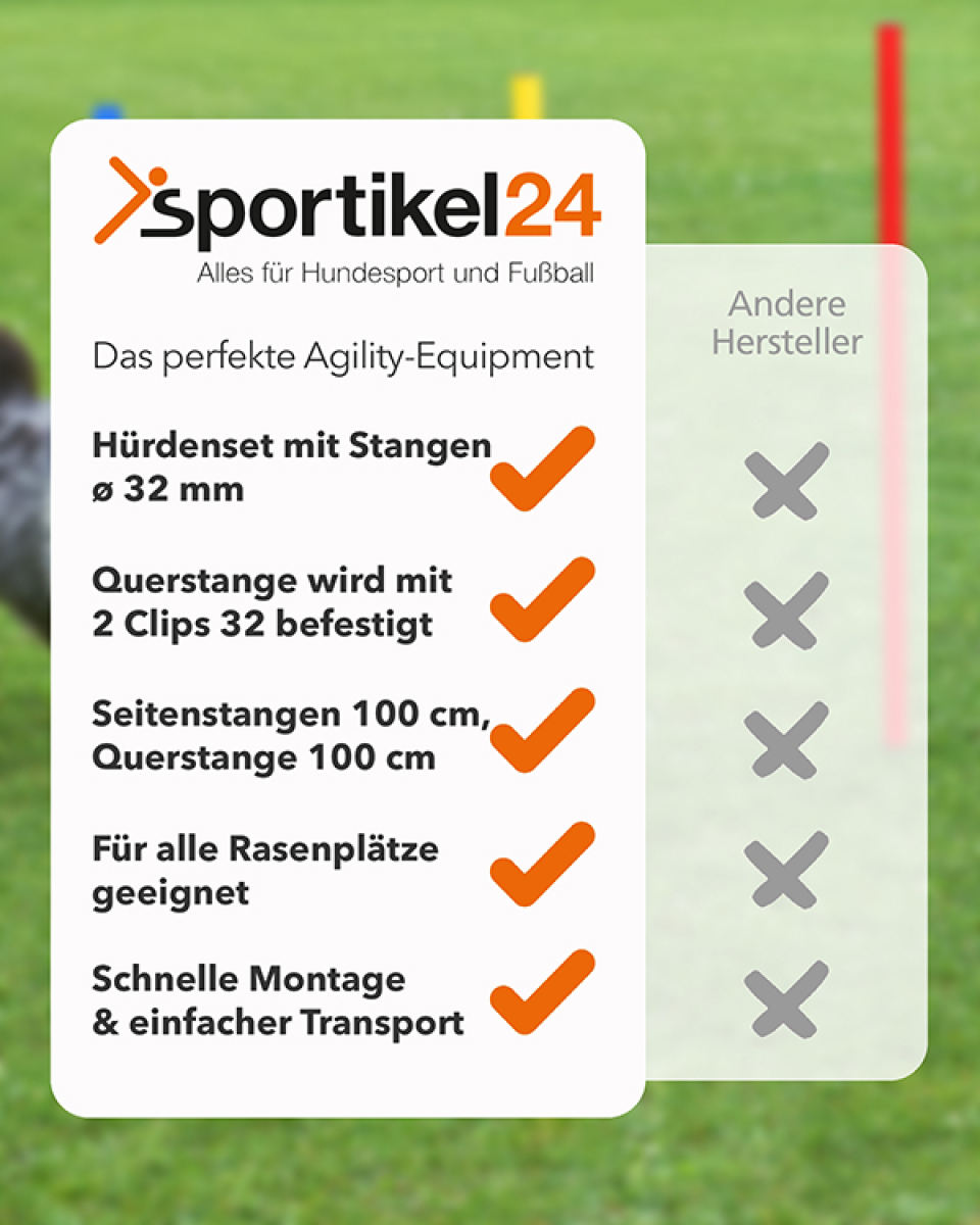 Hürdenset mit Slalomstangen, ø 32 mm, 100 cm hoch