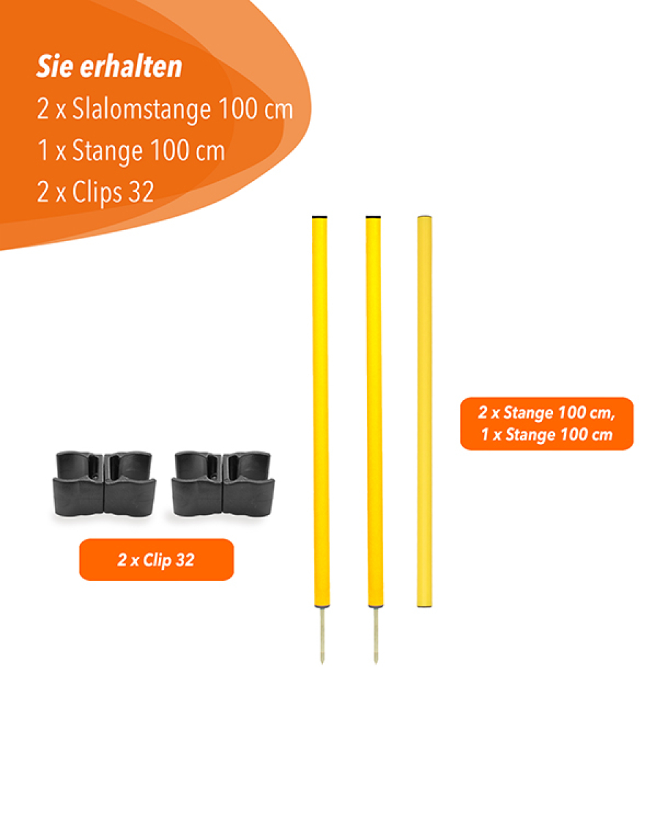 Hürdenset mit Slalomstangen, ø 32 mm, 100 cm hoch