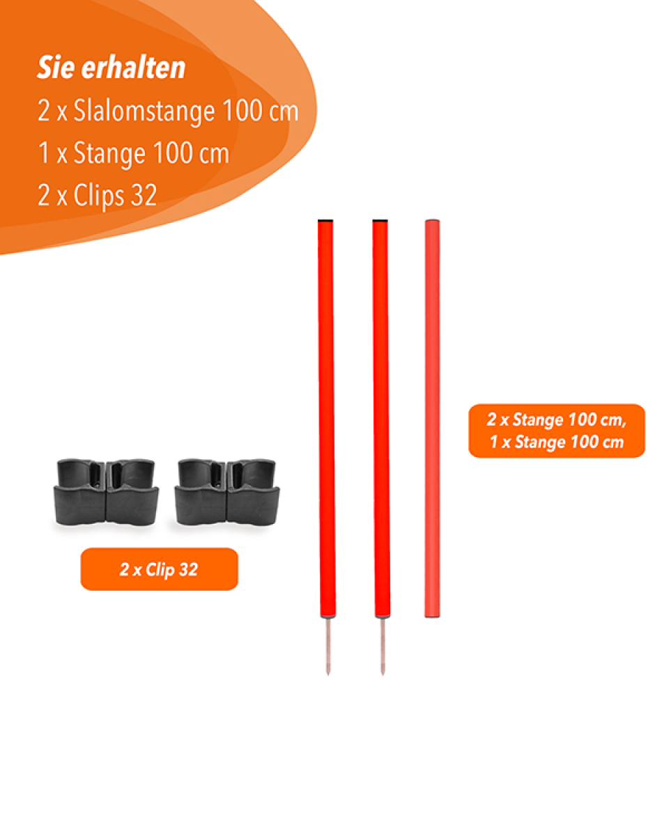 Hürdenset mit Slalomstangen, ø 32 mm, 100 cm hoch