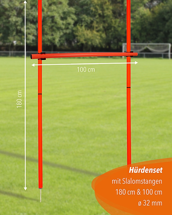 Hürdenset mit Slalomstangen, ø 32 mm, 180 cm hoch