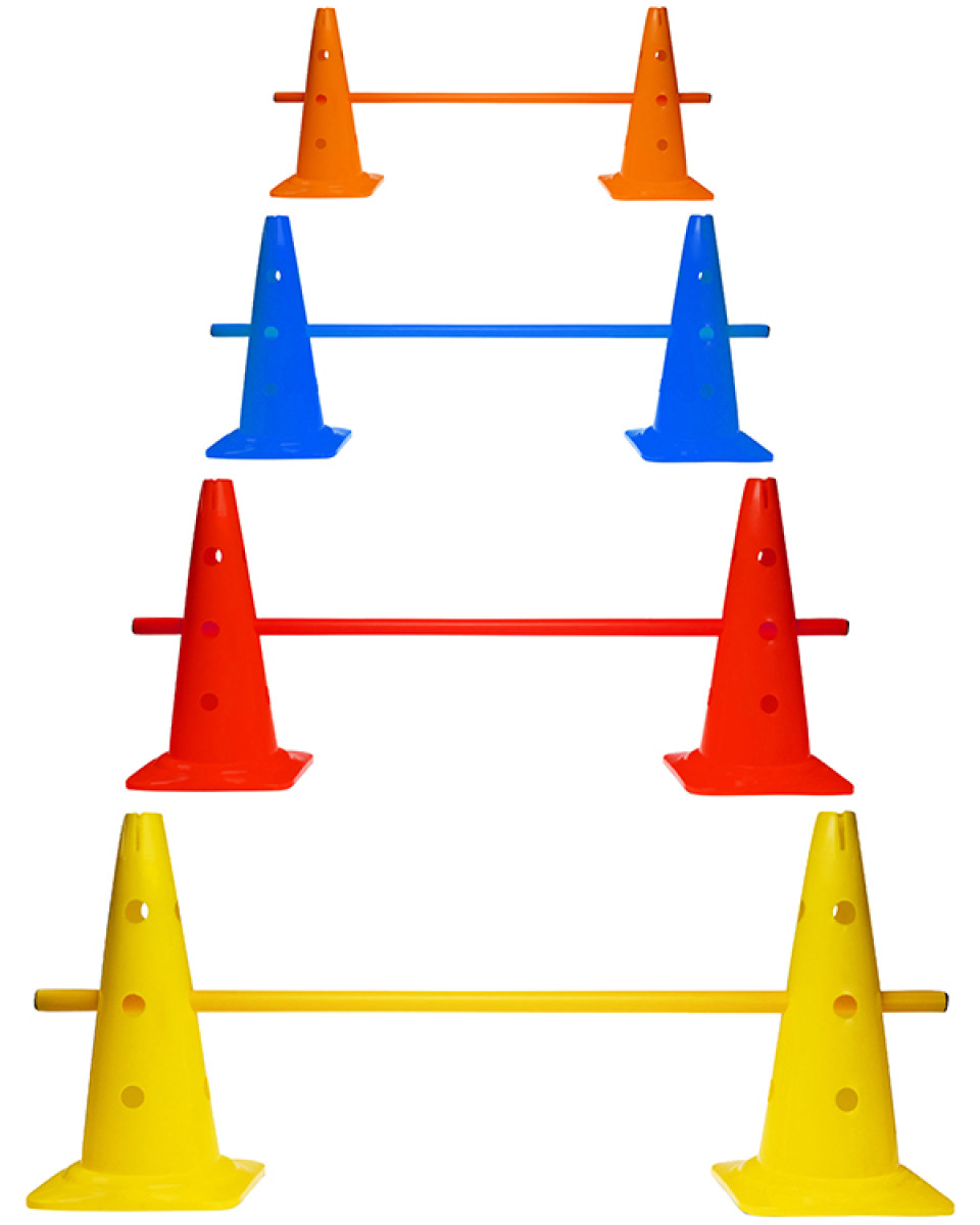 Kegelhürde 40 mit Stangen 100 cm und 180 cm – alles in 4 Farben