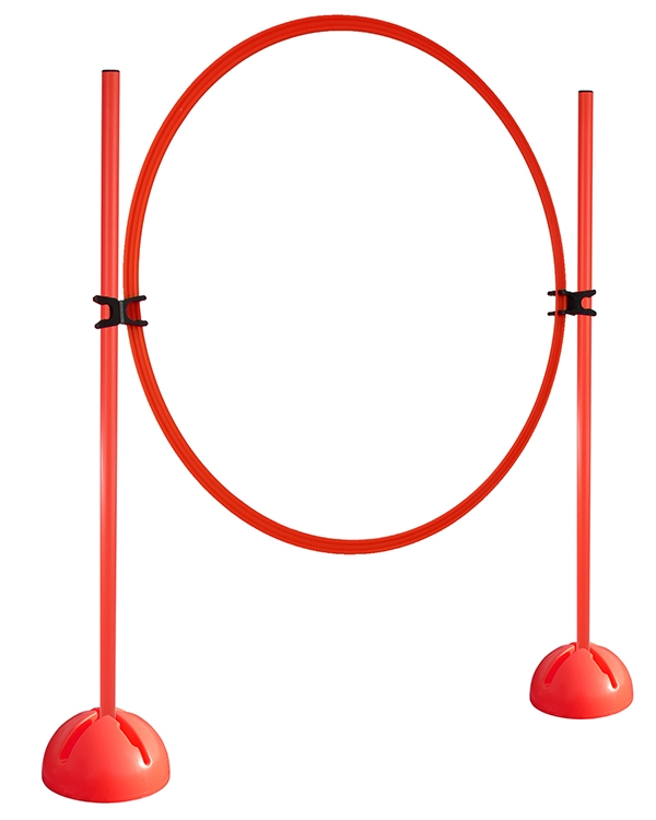 Ring hurdle set with X-foot & 25 mm diameter poles, 100 cm or 180 cm high