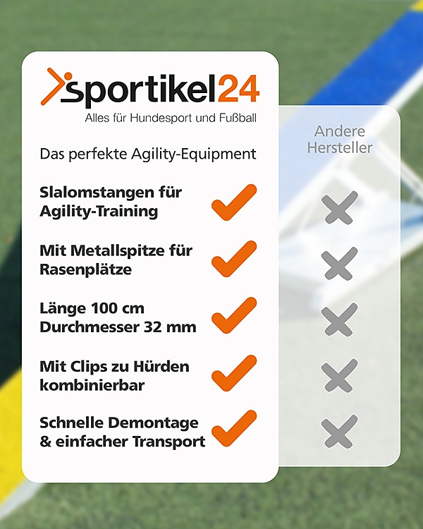 Slalomstangen mit Metallspieß, 100 cm, ø 32 mm, 3 Farben