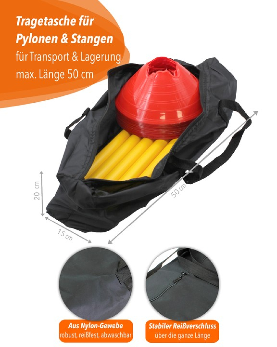 Tasche für Mini-​Hürden mit Stangen 50 cm (ohne Inhalt)